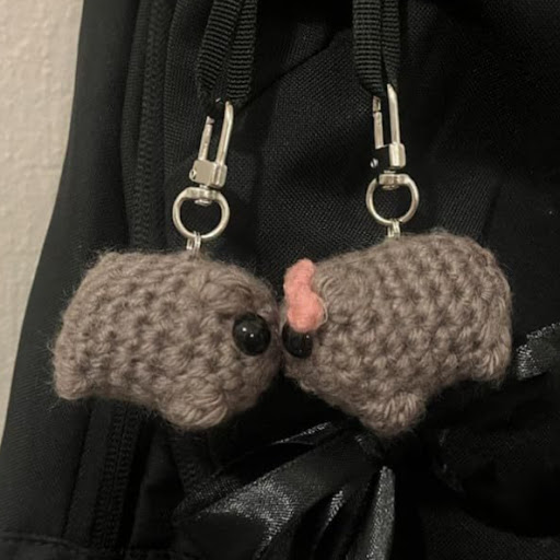 Title 8, Cartoon Sad Hamster Crocheted Doll Keychain, a ...