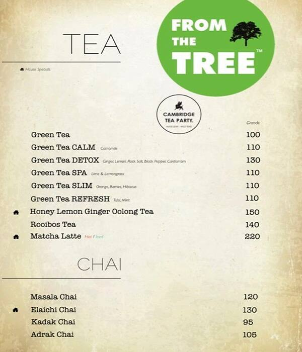 Cafe From The Tree menu 