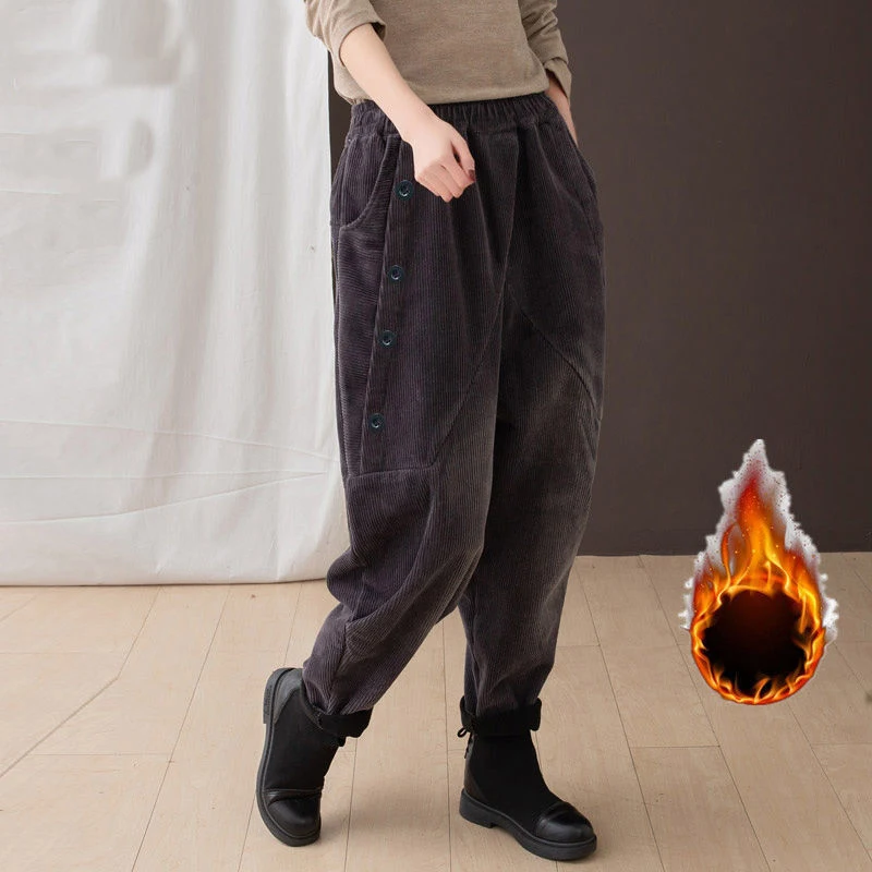 Women's Corduroy Harem Pants Loose Plus Cashmere, offering comfort and style, perfect for everyday wear, soft, warm and 
