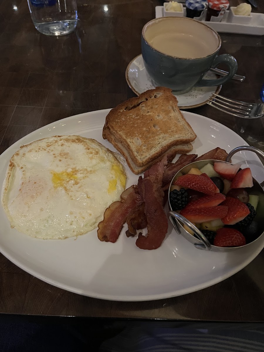 @TheHenry. 3 eggs, bacon, GF toast and fruit