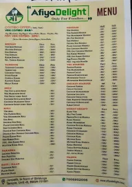 Afiya Delight menu 1