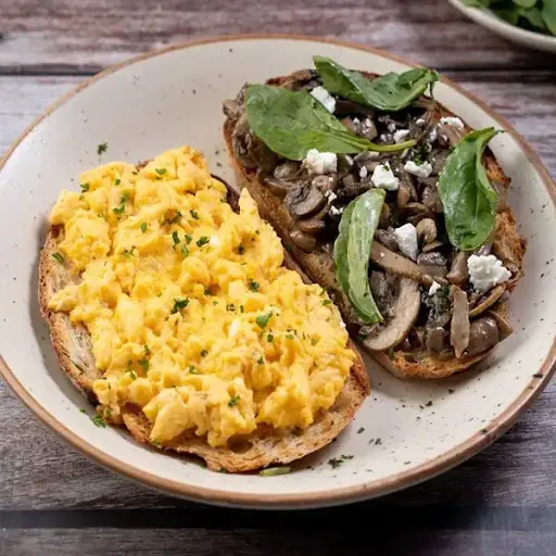 Mushroom Scrambled Eggs On Sourdough