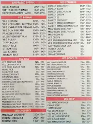 Sai Parsad Restaurant menu 2