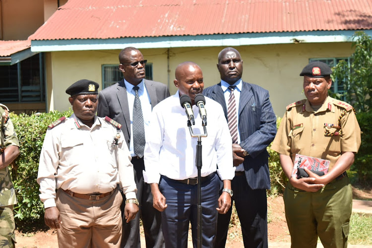 Interior CS Kithure Kindiki addressing the press in Bungoma on March,18,2024.