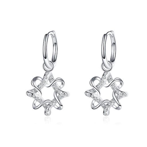Title 5, Sterling Silver Female Earrings Polygon Small G...