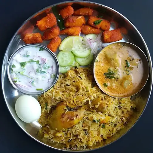 Chicken Dum Biryani With Chicken 65 Biryani And Chilli Chicken [Serves 2-3]