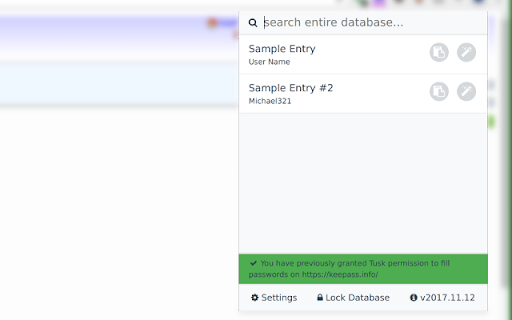 KeePass Tusk - Password Access and Autofill