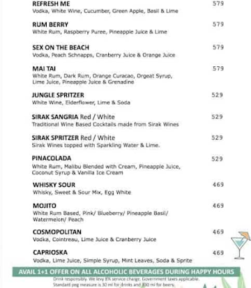 Rainforest Restobar menu 