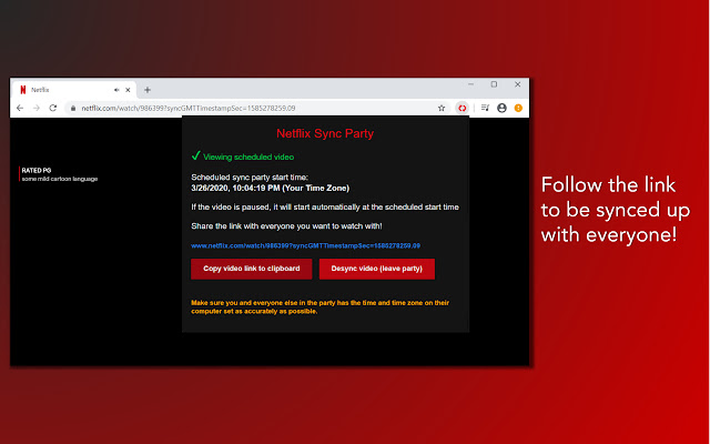 Netflix Sync Party chrome extension