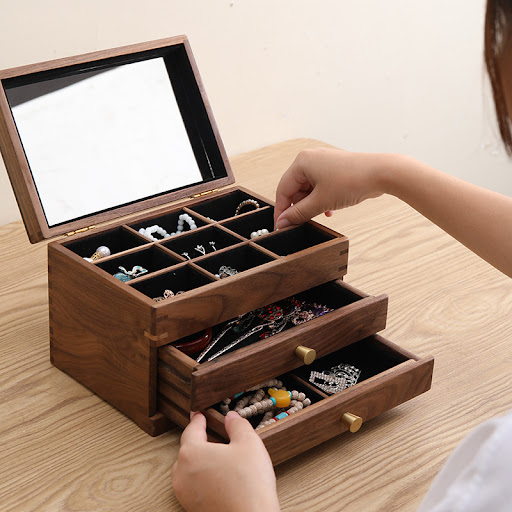 Title 9, Solid Wood Cosmetic Box Storage Cabinet Keep y...