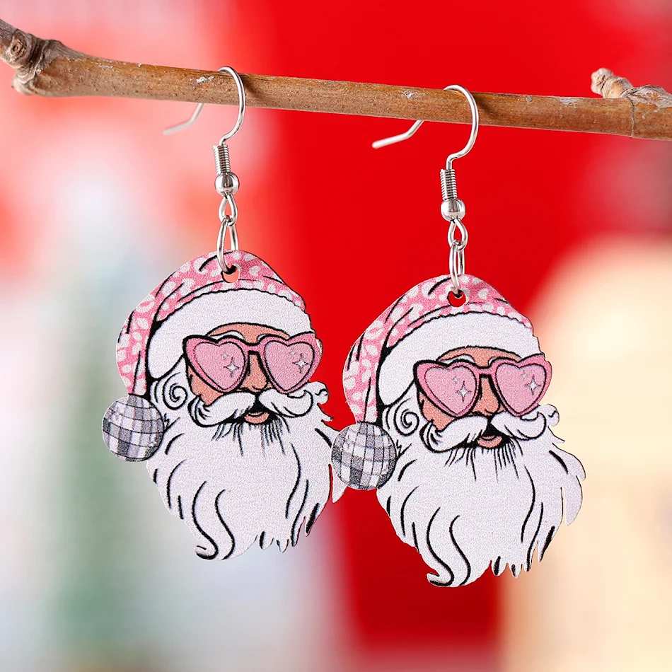 Boucles d'oreilles amusantes Père Noël, pendentifs de Noël, le cadeau idéal pour les fêtes et célébrer Noël avec humour.