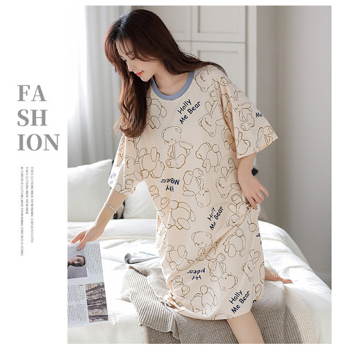 Title 7, Summer Short-sleeved Cute Womens Nightdress