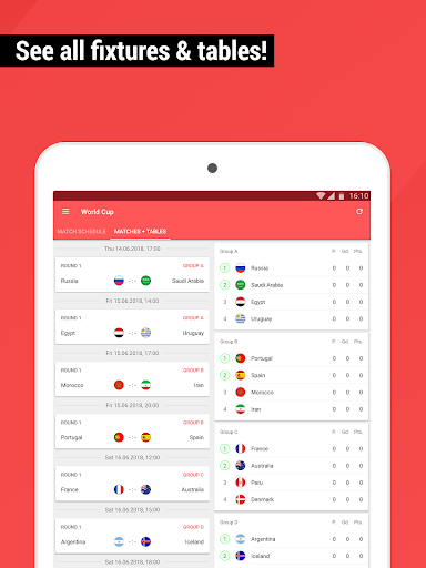 World Cup App 2018 - Live Scores & Fixtures