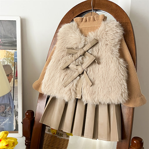 Khaki Vest Leather Skirt
