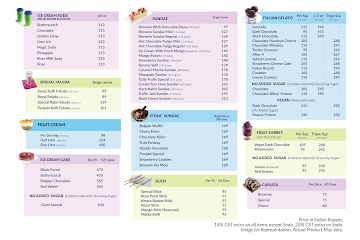 Giani's Ice Cream menu 