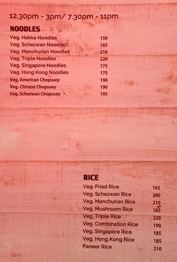 Relax Veg menu 