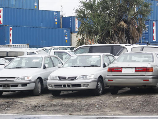 A file photo of imported cars at the Mombasa port. /FILE