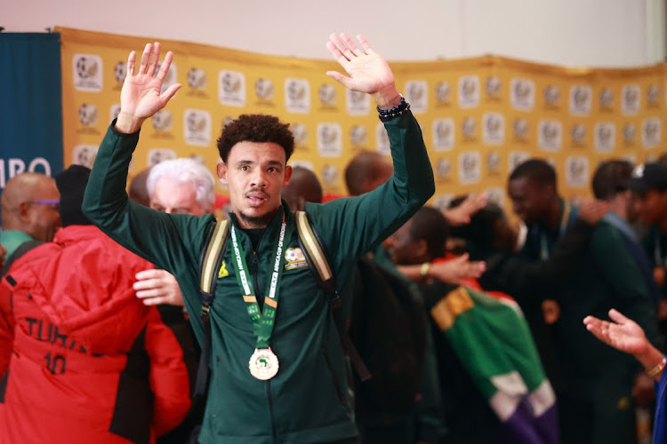 Bafana captain Ronwen Williams during the national football team’s arrival at OR Tambo International Airport on Wednesday.