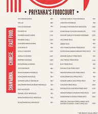 Priyanka's Food Court menu 3