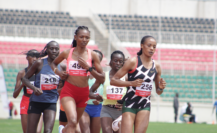 Beatrice Chepkoech leads the women's 5,000m race at the African games trials