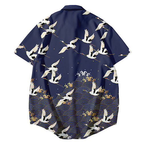Title 3, Bebovizix Japanese Kimono Jacket Crane Print Ha...