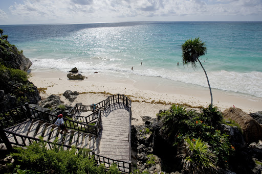 Cruise-Tulum2 - At the base of the ruins at Tulum, a sugary beach awaits.