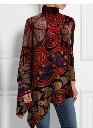 Title 1, Printed Loose Turtleneck Urban Casual Womens T...