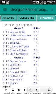 Georgian Livescores App - náhled