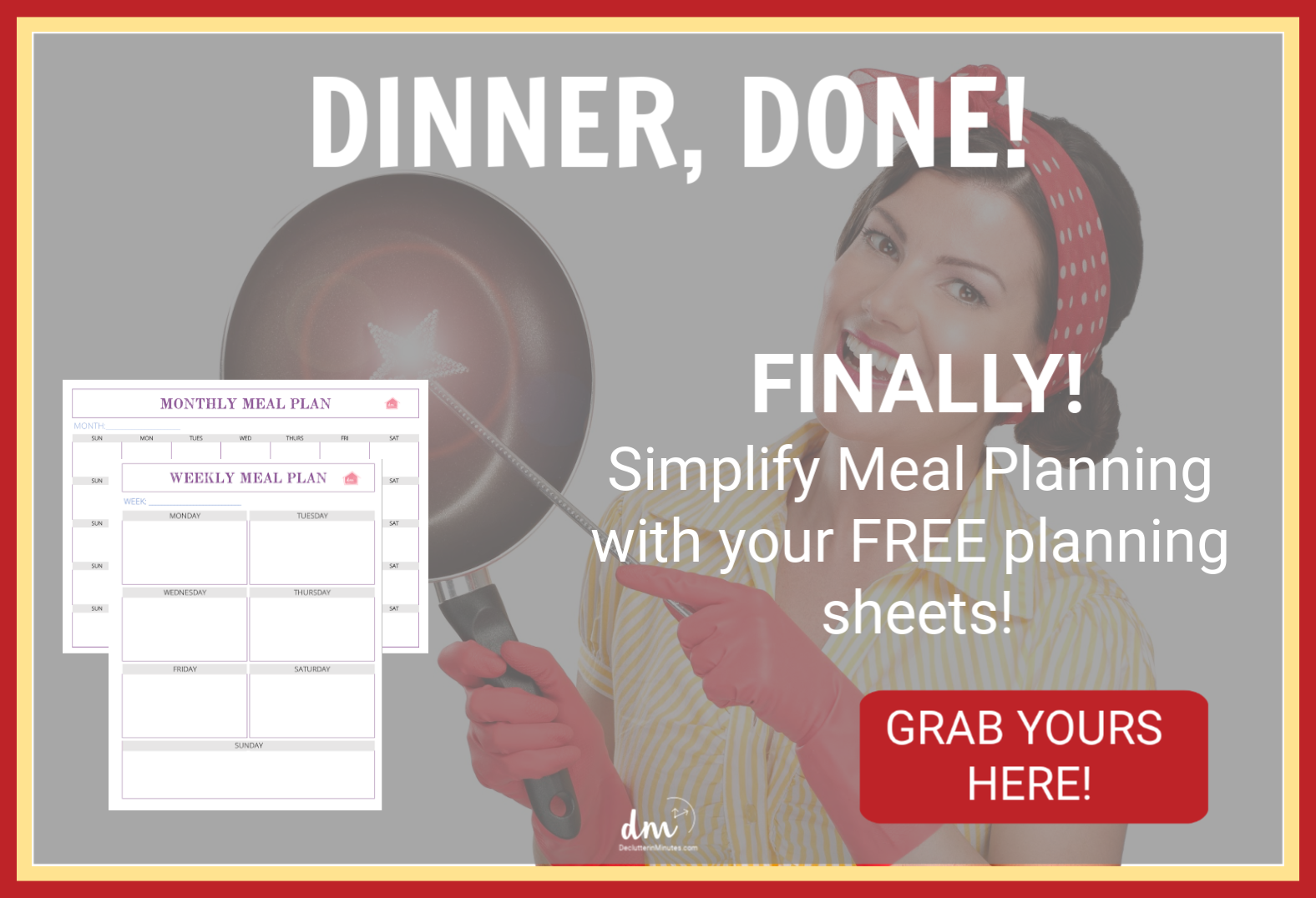 Finally, a way to simplify meal planning with these FREE planning sheets. Dinner done easy! 
