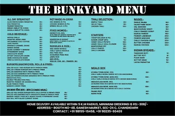 The Bunkyard menu 