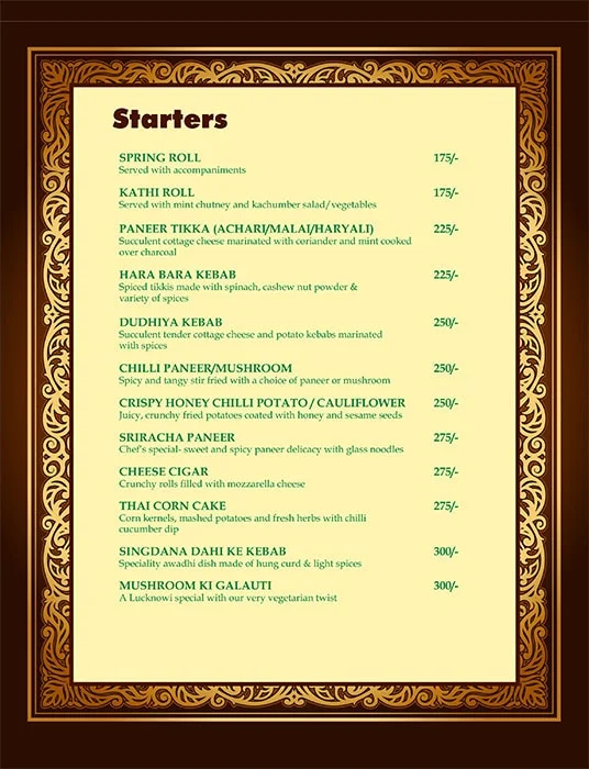 Magical Spices menu 