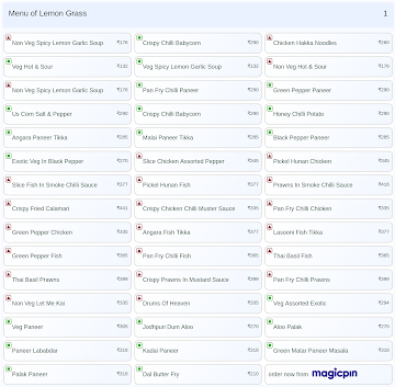 Lemon Grass menu 