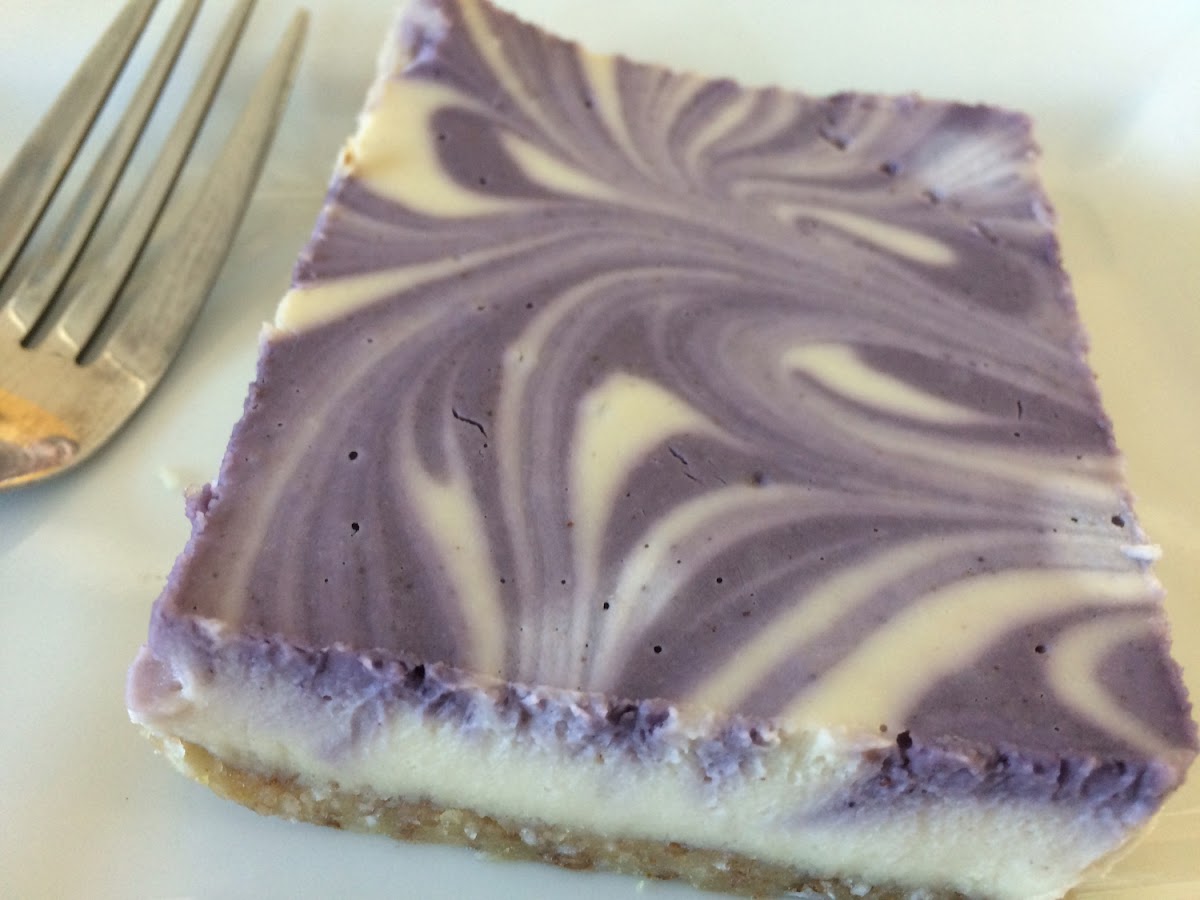 Gf blueberry lavender cheesecake with essential oil.