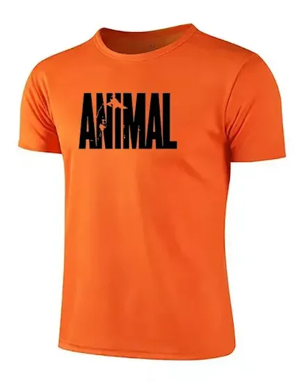 Mens Quick Dry Sports Short Sleeve T Shirt ANIMAL Letter ... - 2