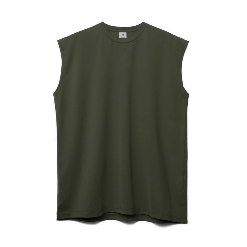 Men's wide shoulder vest, solid color, lightweight, quick-drying, round neck. Perfect for summer workouts and casual wea