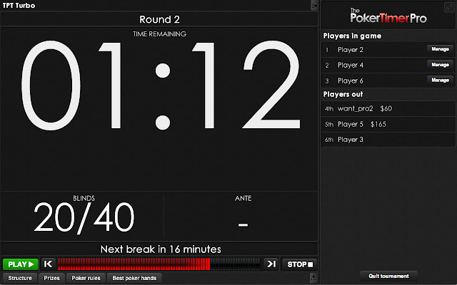 The Poker Timer chrome extension