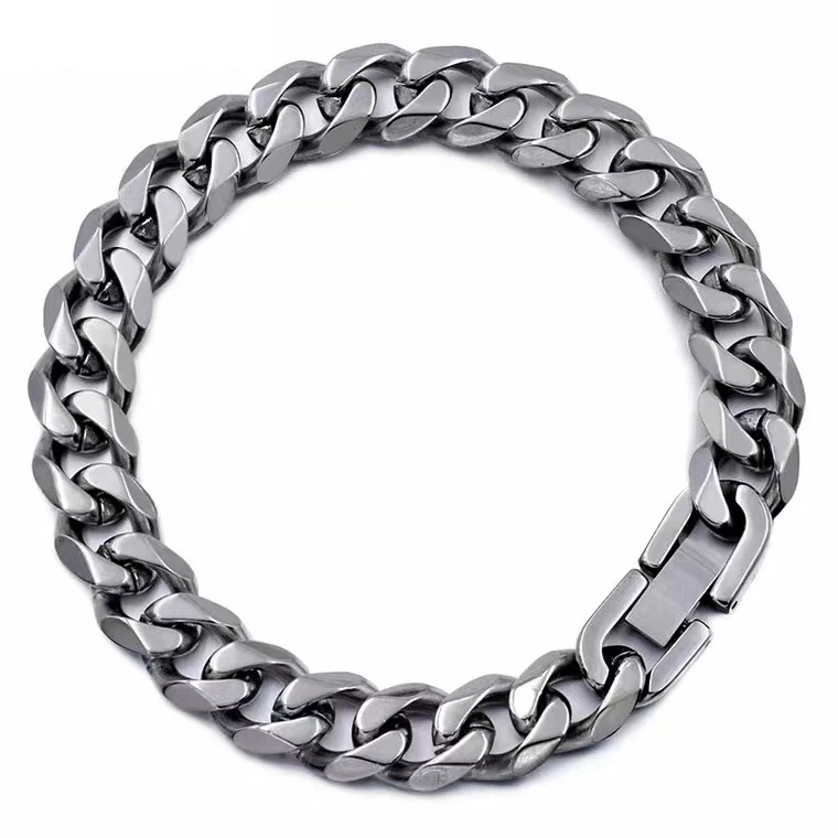 Title 2, Pulseira Cubana Masculina de Titânio Polido