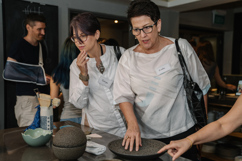 Visitors looking at Kevala Ceramics