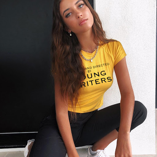 Title 5, Womens tight short sleeve letter print top, a ...