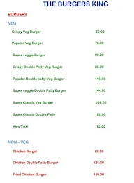 The Burgers King menu 1