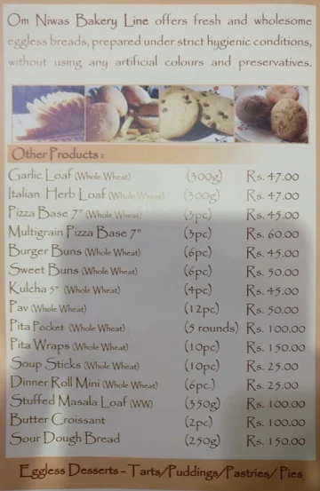 Om Niwas Bakery Line menu 