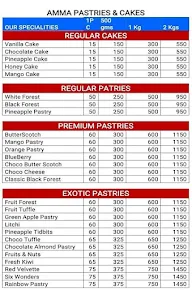 Amma Pastries & Cakes menu 1