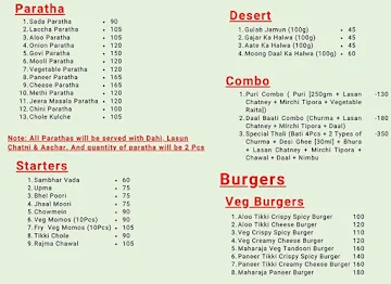 Pandit Pav Bhaji menu 