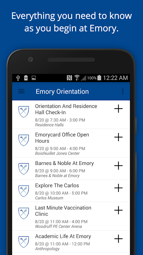 Android application Emory New Student Orientation screenshort