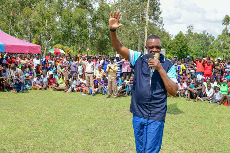 ICT CS Eliud Owalo during the commissioning of relief food distribution for the residents of Uriri Constituency, Migori County on December 17.