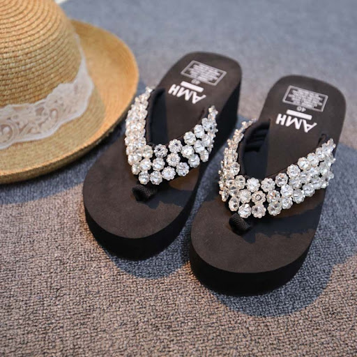 Title 6, Crystal Plum Wedge Platform Womens Sandals, of...
