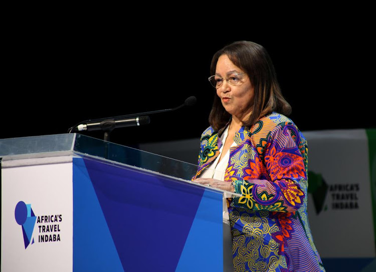 Tourism minister Patricia de Lille addresses delegates at the opening of Africa's Travel Indaba. Picture; NQUBEKO MBHELE