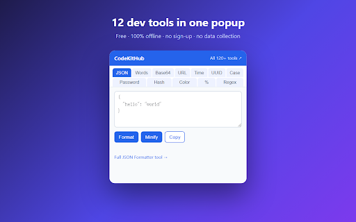 CodeKitHub – JSON, Base64 & Dev Tools screenshot 1
