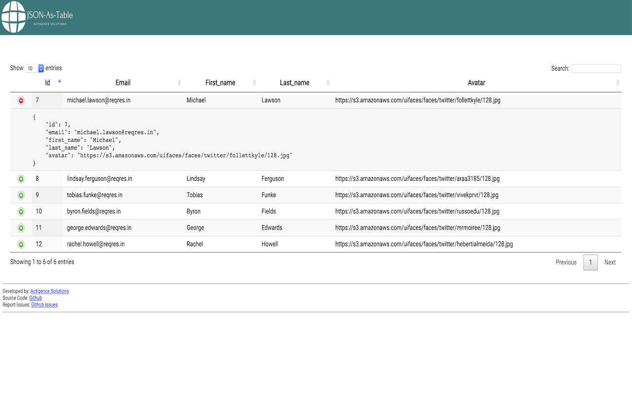 JSON-As-Table Viewer Preview image 1