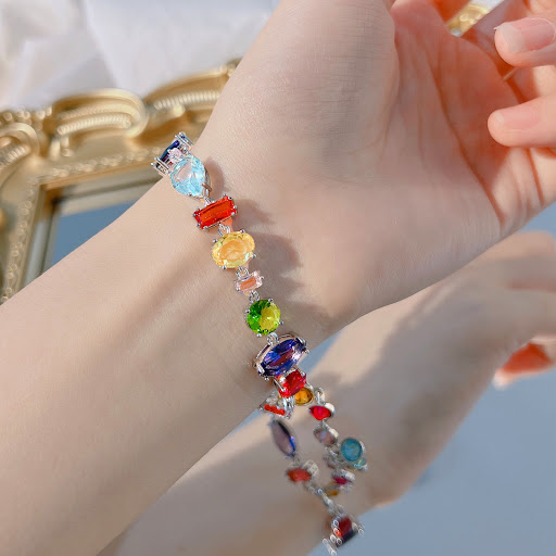 Title 2, Womens Square Candy Crystal Bracelet, a sparkl...